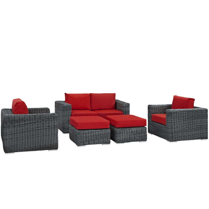 Summon 5 Piece Outdoor Patio Sunbrella® Sectional Set by Modway - view 26