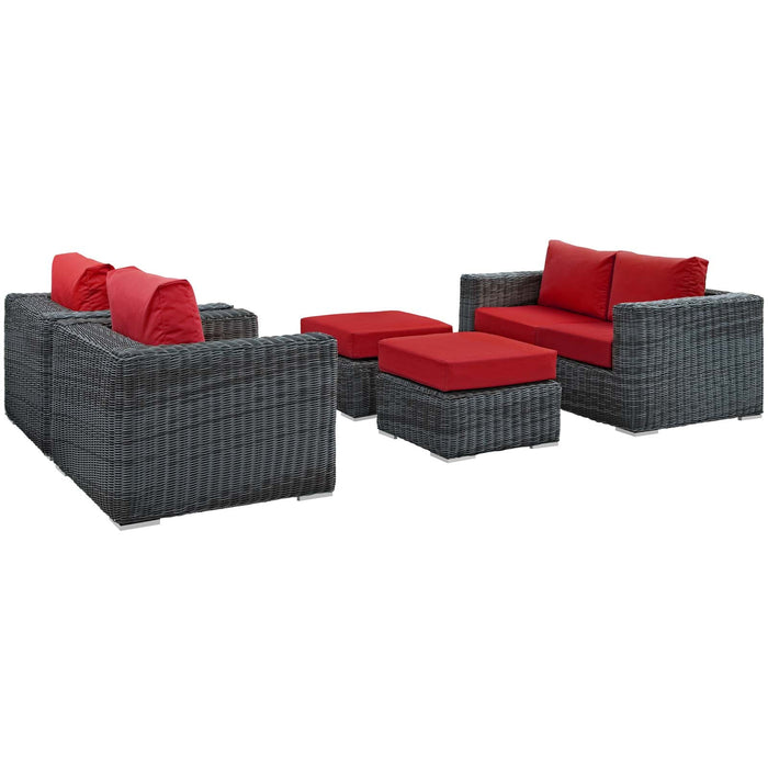 Summon 5 Piece Outdoor Patio Sunbrella® Sectional Set by Modway - view 28