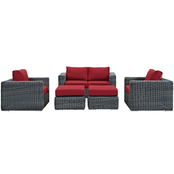 Summon 5 Piece Outdoor Patio Sunbrella® Sectional Set outdoor patio furniture set seating detail