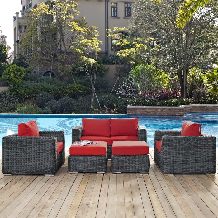 Summon 5 Piece Outdoor Patio Sunbrella® Sectional Set by Modway - view 27