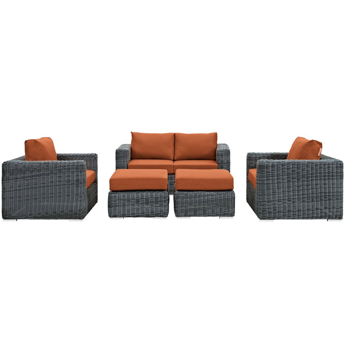 Summon 5 Piece Outdoor Patio Sunbrella® Sectional Set outdoor patio furniture set seating detail