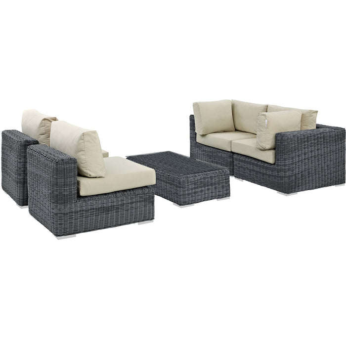 Modway Summon 5 Piece Outdoor Patio Sunbrella® Sectional Set - View 12
