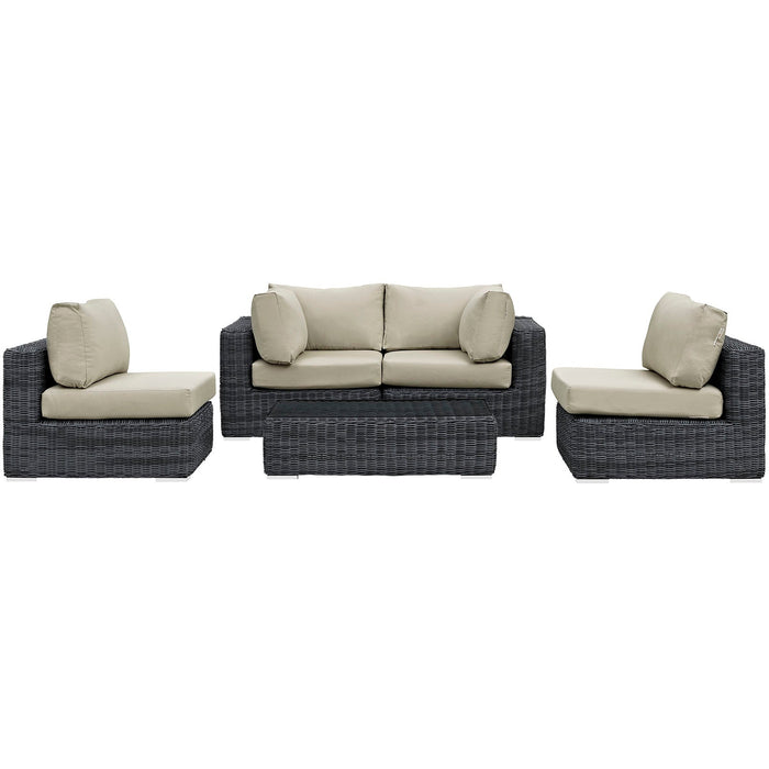 Modway Summon 5 Piece Outdoor Patio Sunbrella® Sectional Set - View 16