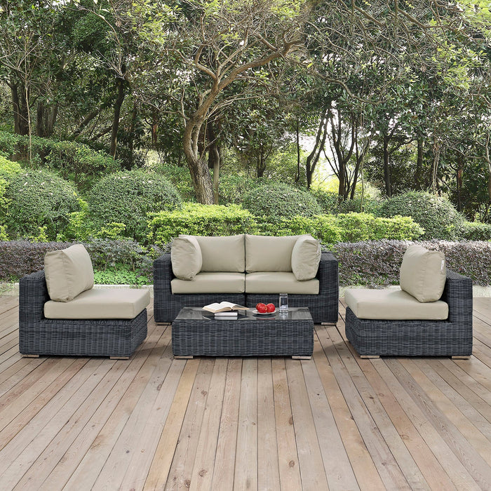 Modway Summon 5 Piece Outdoor Patio Sunbrella® Sectional Set - View 9
