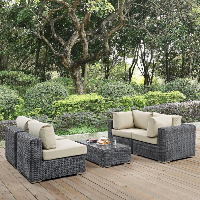 Modway Summon 5 Piece Outdoor Patio Sunbrella® Sectional Set - View 11