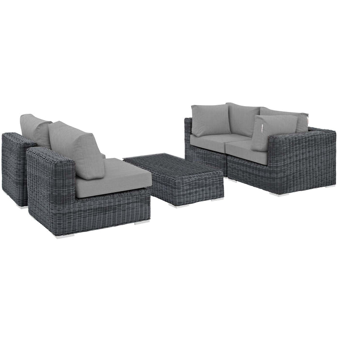 Modway Summon 5 Piece Outdoor Patio Sunbrella® Sectional Set - View 18