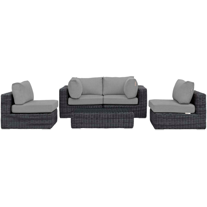 Modway Summon 5 Piece Outdoor Patio Sunbrella® Sectional Set - View 24
