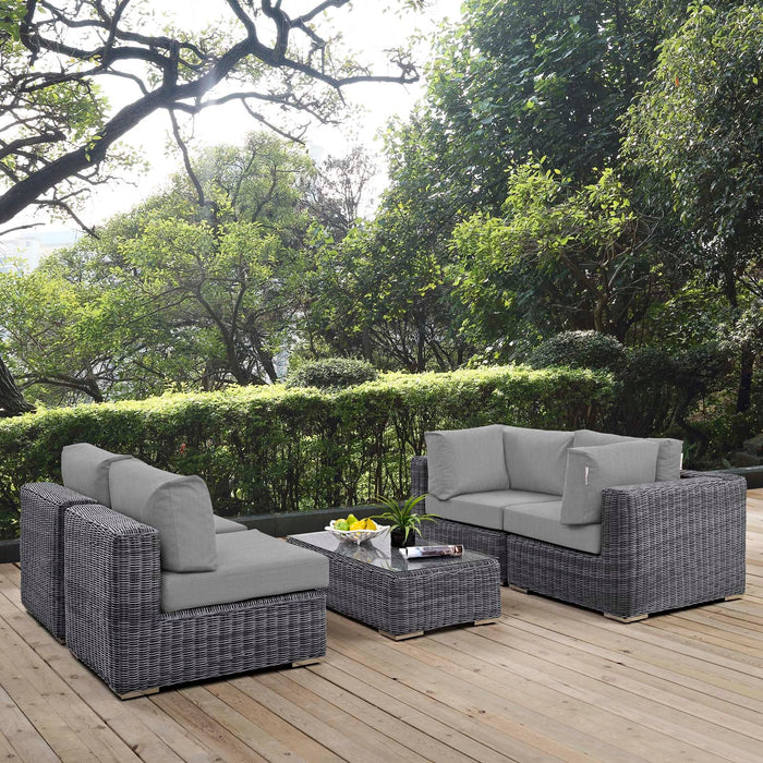 Modway Summon 5 Piece Outdoor Patio Sunbrella® Sectional Set - View 19