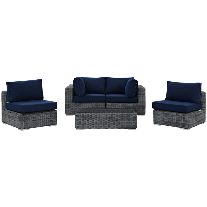 Modway Summon 5 Piece Outdoor Patio Sunbrella® Sectional Set - View 28