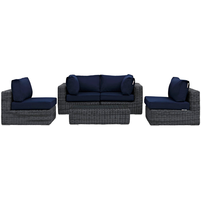 Modway Summon 5 Piece Outdoor Patio Sunbrella® Sectional Set - View 29