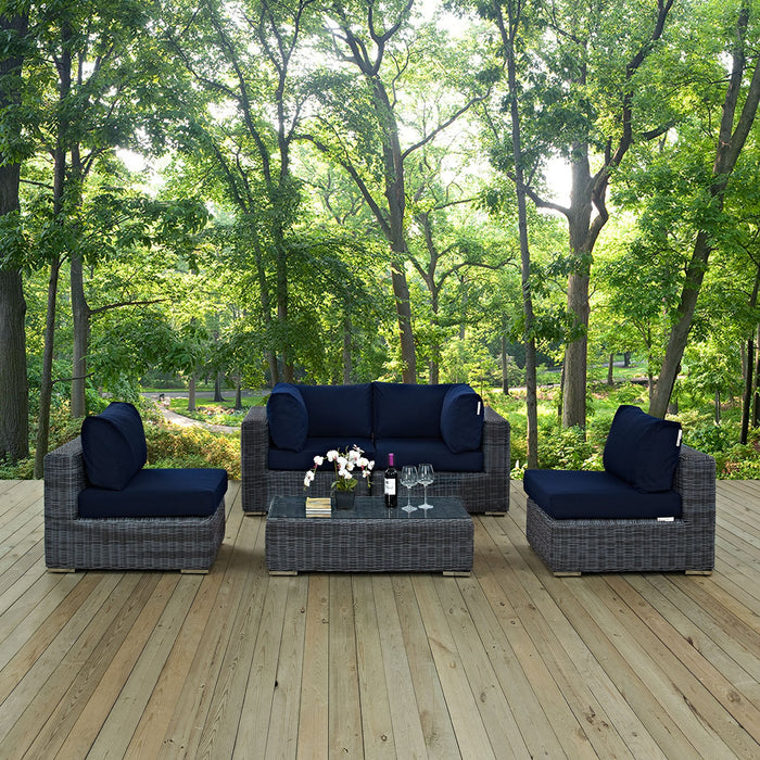 Modway Summon 5 Piece Outdoor Patio Sunbrella® Sectional Set - View 25