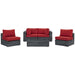 Modway Summon 5 Piece Outdoor Patio Sunbrella® Sectional Set in Blue