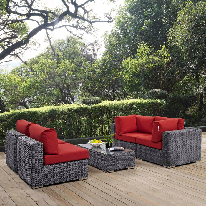 Modway Summon 5 Piece Outdoor Patio Sunbrella® Sectional Set - Close-Up