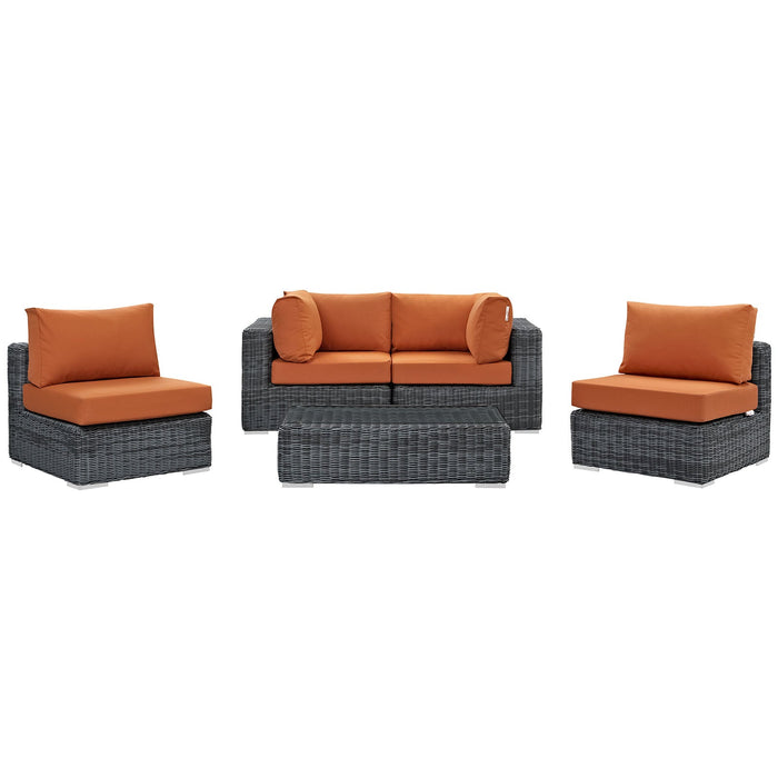 Modway Summon 5 Piece Outdoor Patio Sunbrella® Sectional Set - View 36
