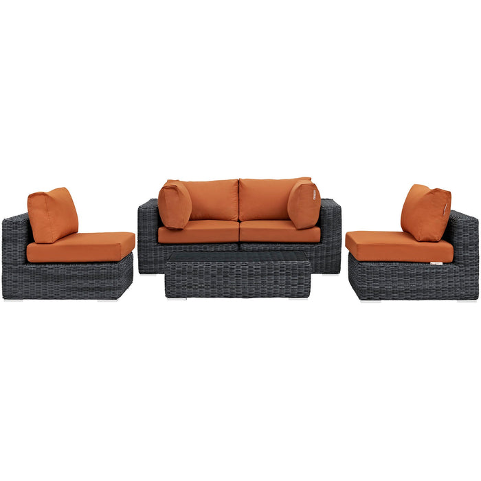 Modway Summon 5 Piece Outdoor Patio Sunbrella® Sectional Set - View 40