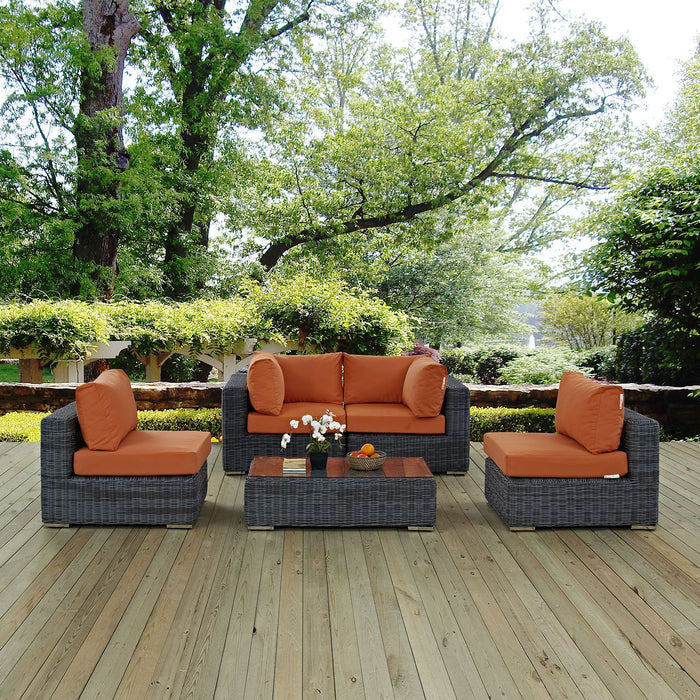 Modway Summon 5 Piece Outdoor Patio Sunbrella® Sectional Set - View 35
