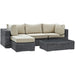 Modway Summon 5 Piece Outdoor Patio Sunbrella® Sectional Set in Brown - Side View