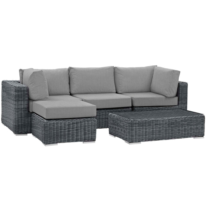 Modway Summon 5 Piece Outdoor Patio Sunbrella® Sectional Set - View 9
