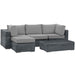 Modway Summon 5 Piece Outdoor Patio Sunbrella® Sectional Set - View 9