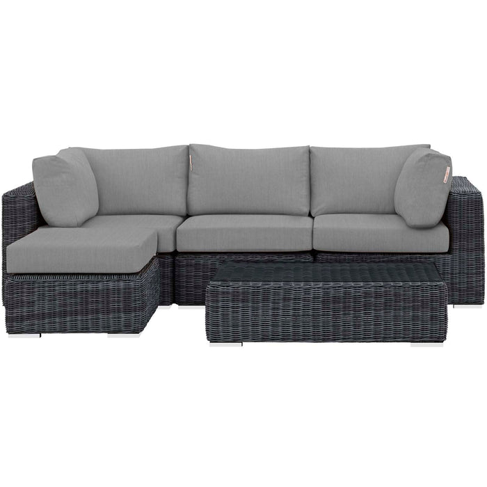 Modway Summon 5 Piece Outdoor Patio Sunbrella® Sectional Set - View 14