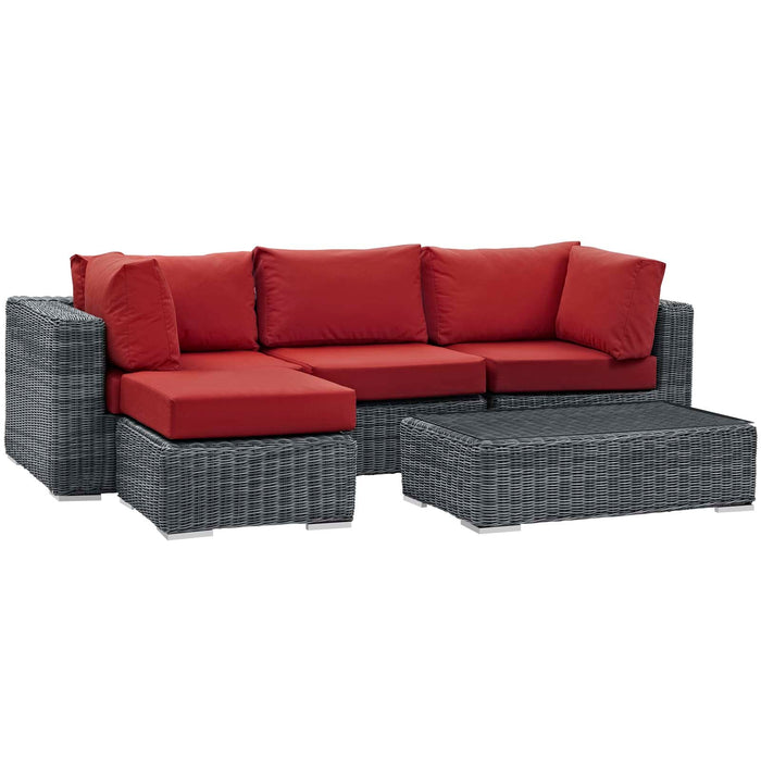 Modway Summon 5 Piece Outdoor Patio Sunbrella® Sectional Set - View 16