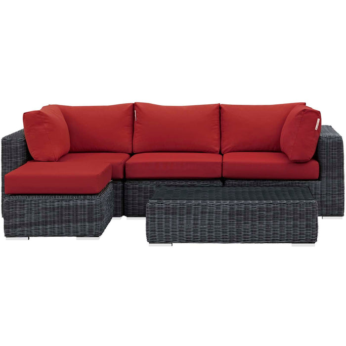 Modway Summon 5 Piece Outdoor Patio Sunbrella® Sectional Set - View 21
