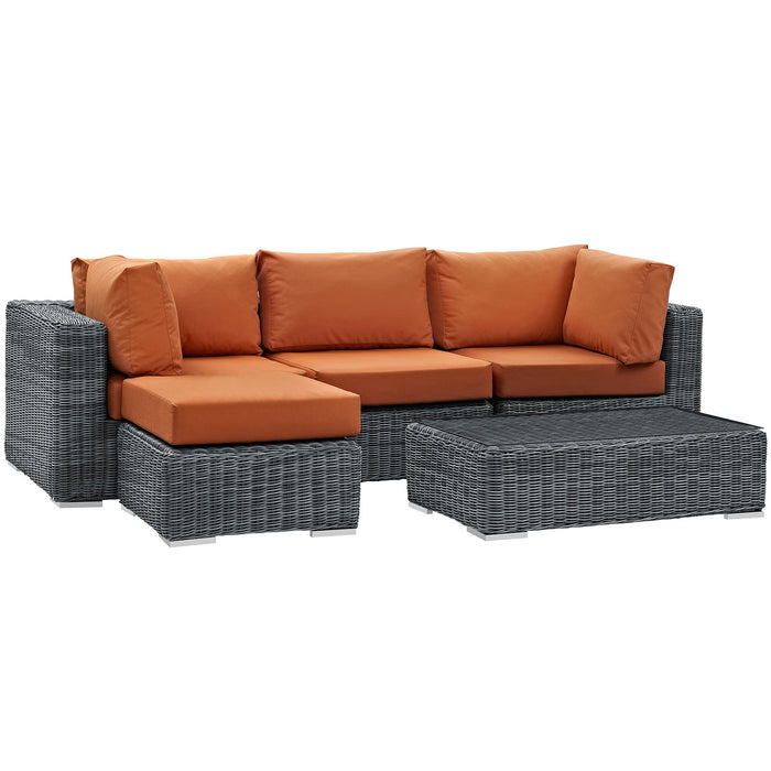 Modway Summon 5 Piece Outdoor Patio Sunbrella® Sectional Set - View 23