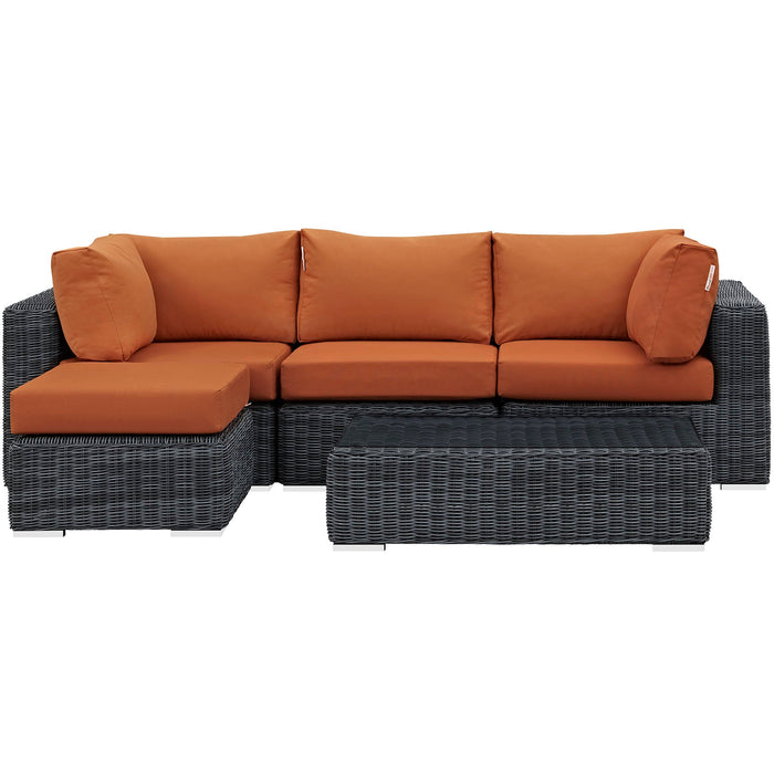 Modway Summon 5 Piece Outdoor Patio Sunbrella® Sectional Set - View 28