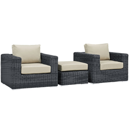 Summon 3 Piece Outdoor Patio Sunbrella® Sectional Set - alternate angle view
