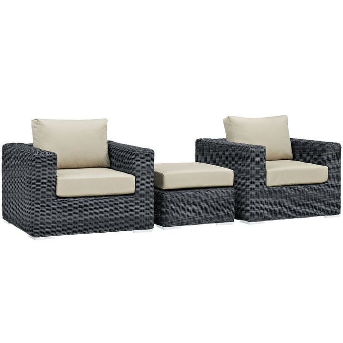 Summon 3 Piece Outdoor Patio Sunbrella® Sectional Set - alternate angle view