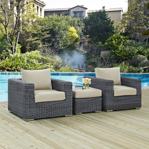Summon 3 Piece Outdoor Patio Sunbrella® Sectional Set - Modway \outdoor\conversation sets