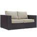 Convene Outdoor Patio Loveseat Espresso Beige
