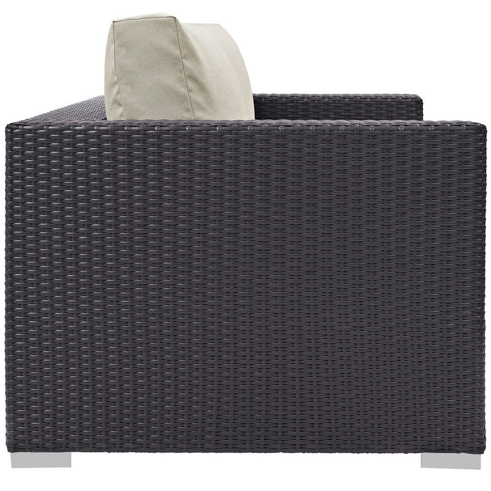 Convene Outdoor Patio Loveseat Espresso Beige