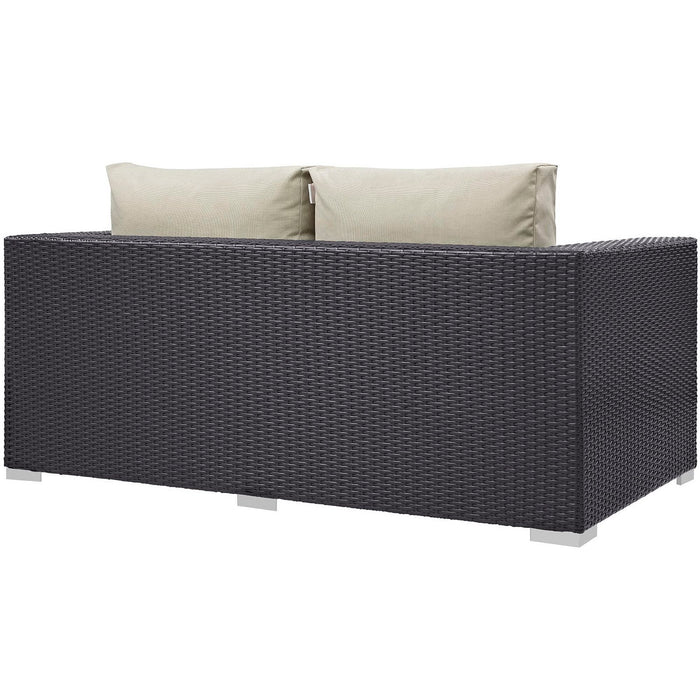 Convene Outdoor Patio Loveseat Espresso Beige