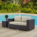 Convene Outdoor Patio Loveseat Espresso Beige