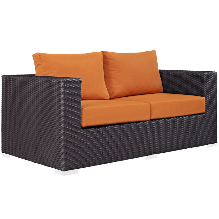 Convene Outdoor Patio Loveseat Espresso Orange