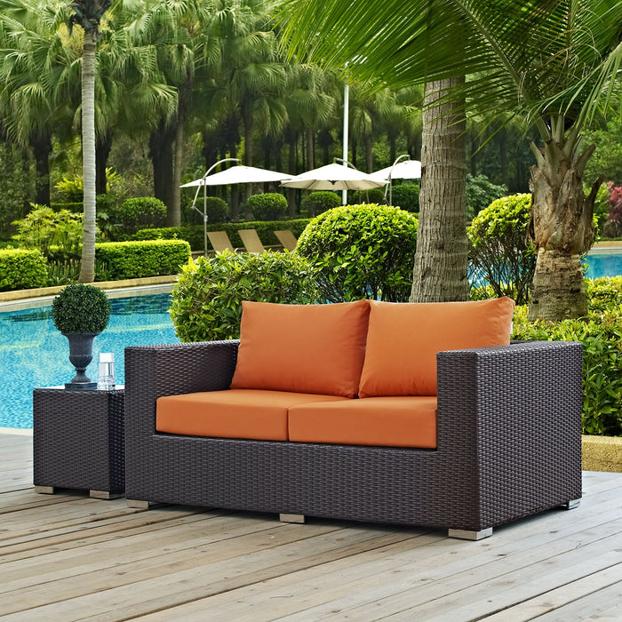 Convene Outdoor Patio Loveseat Espresso Orange
