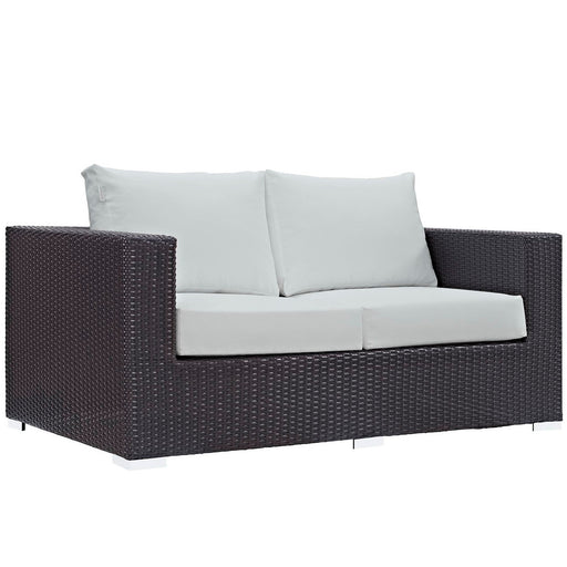 Convene Outdoor Patio Loveseat Espresso White