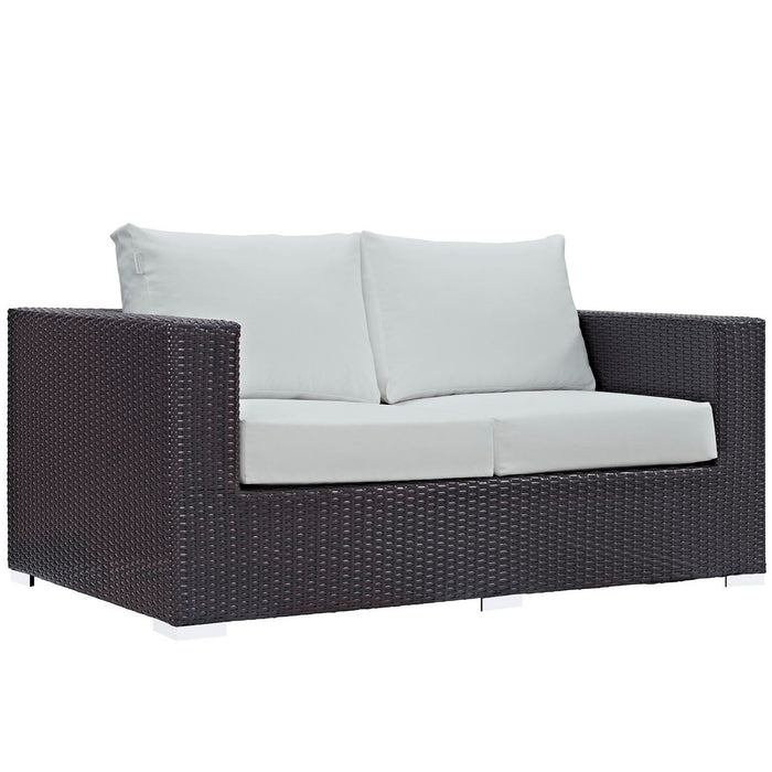Convene Outdoor Patio Loveseat Espresso White