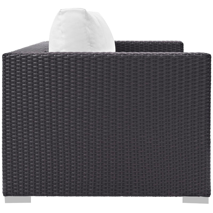 Convene Outdoor Patio Loveseat Espresso White
