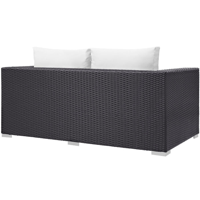 Convene Outdoor Patio Loveseat Espresso White