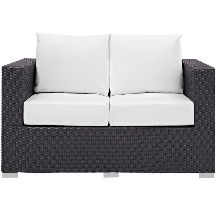 Convene Outdoor Patio Loveseat Espresso White