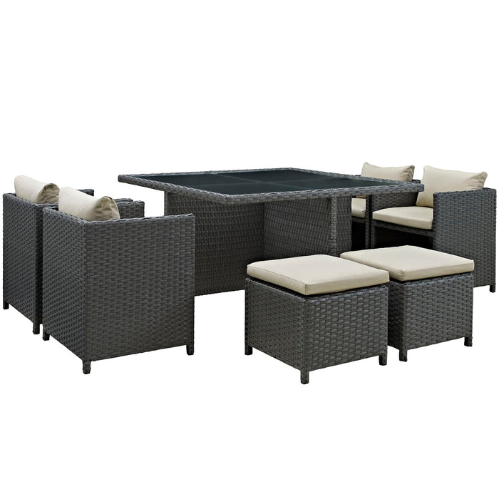Modway Sojourn 9 Piece Outdoor Patio Sunbrella® Dining Set - View 16