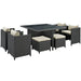 Modway Sojourn 9 Piece Outdoor Patio Sunbrella® Dining Set - Dimensions