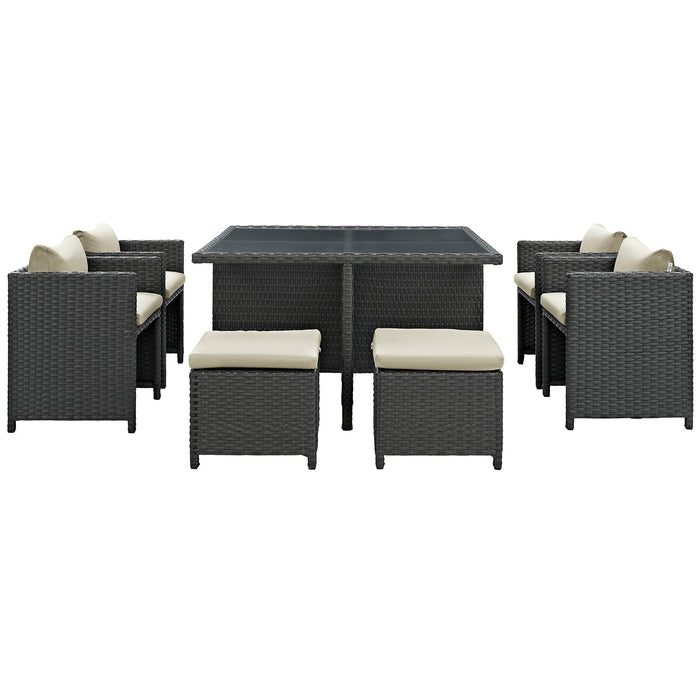 Modway Sojourn 9 Piece Outdoor Patio Sunbrella® Dining Set - Installation View