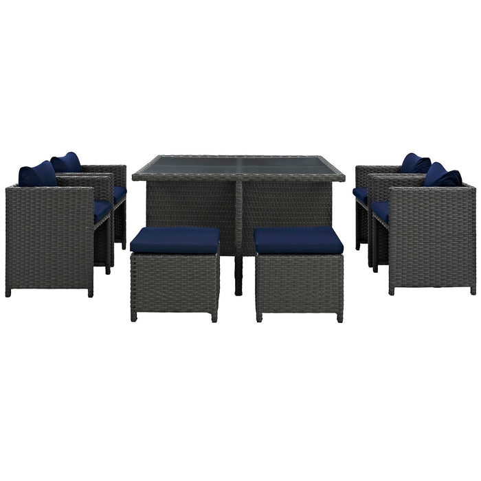 Modway Sojourn 9 Piece Outdoor Patio Sunbrella® Dining Set - Close-Up