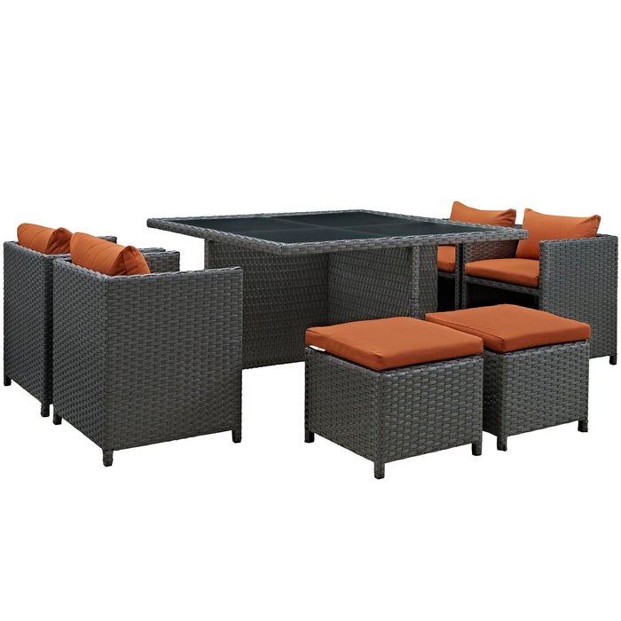 Modway Sojourn 9 Piece Outdoor Patio Sunbrella® Dining Set - View 18