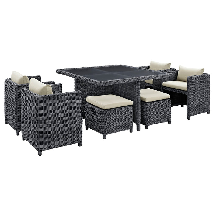 Modway Summon 9 Piece Outdoor Patio Sunbrella® Dining Set - Dimensions