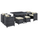 Modway Summon 9 Piece Outdoor Patio Sunbrella® Dining Set - Dimensions