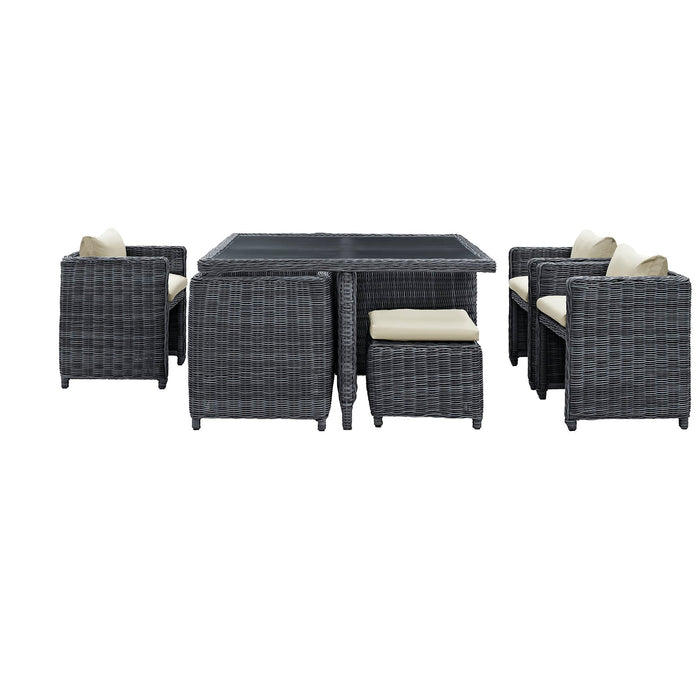 Modway Summon 9 Piece Outdoor Patio Sunbrella® Dining Set - Installation View